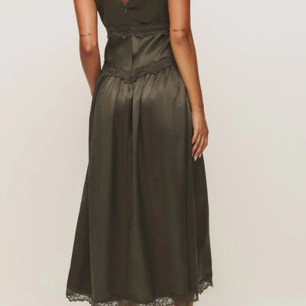 Reformation Stasia Silk Pine Tree Dress New With Tags - Picture 2 of 7